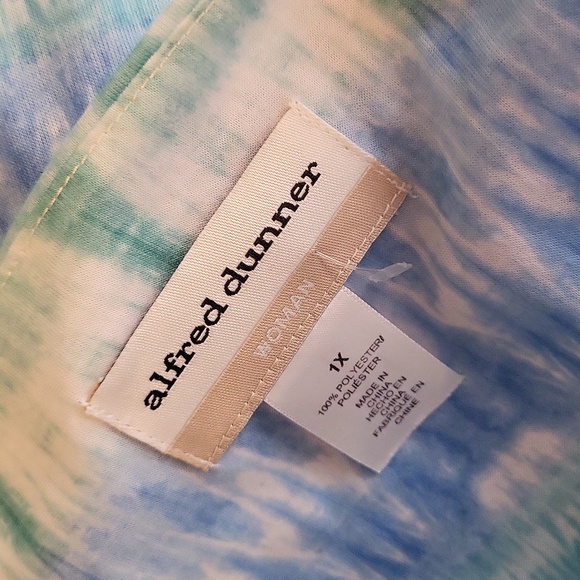 Alfred Dunner Woman Top 1X Pastel Summer Silver Studs Tee Scalloped Neck - Picture 5 of 5